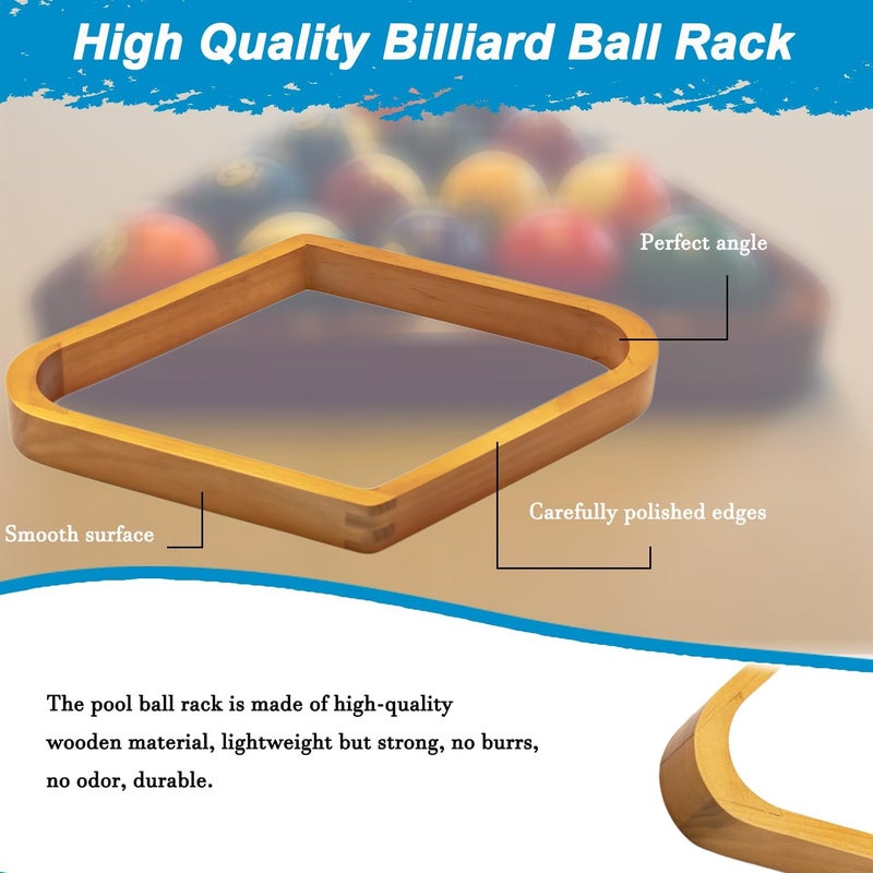 OMTRS 23Pcs Pool Ball Rack with Pool Table Brush Kit, Billiards Triangle for 2-1/4" Ball Wooden Billiard Pool Racks Billiard Accessories - Image 3